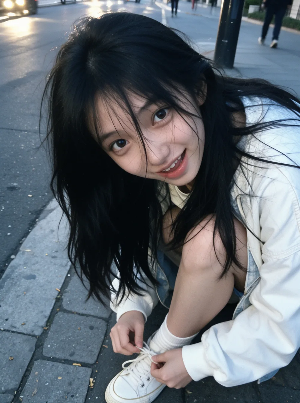 系鞋带抬头